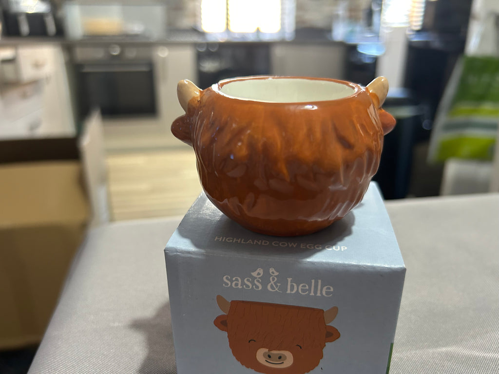 Sass & Belle Highland Cow Ceramic Egg Cup