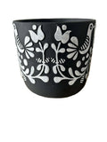 Folk Art Bird Design Pot Large