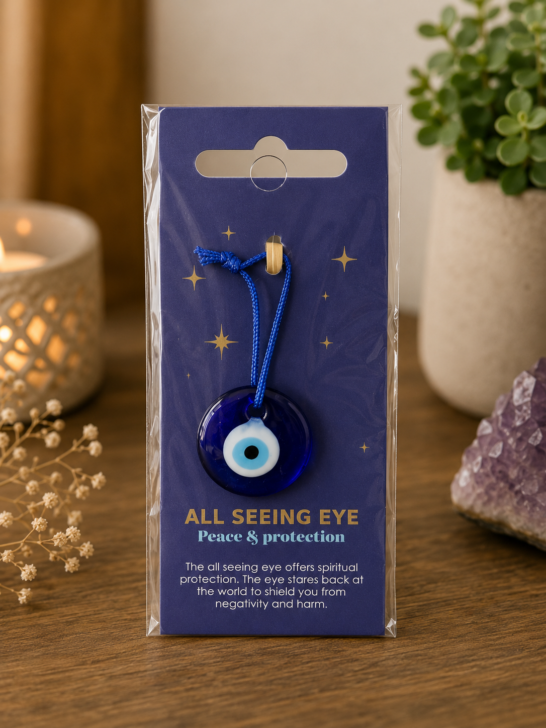 Glass all seeing eye protection charm