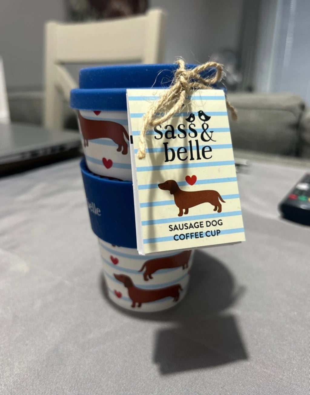 Sass & Belle Sausage Dog Travel RPET Coffee Cup