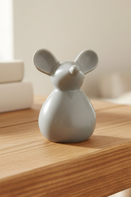 Medium Ceramic Standing Mouse Grey