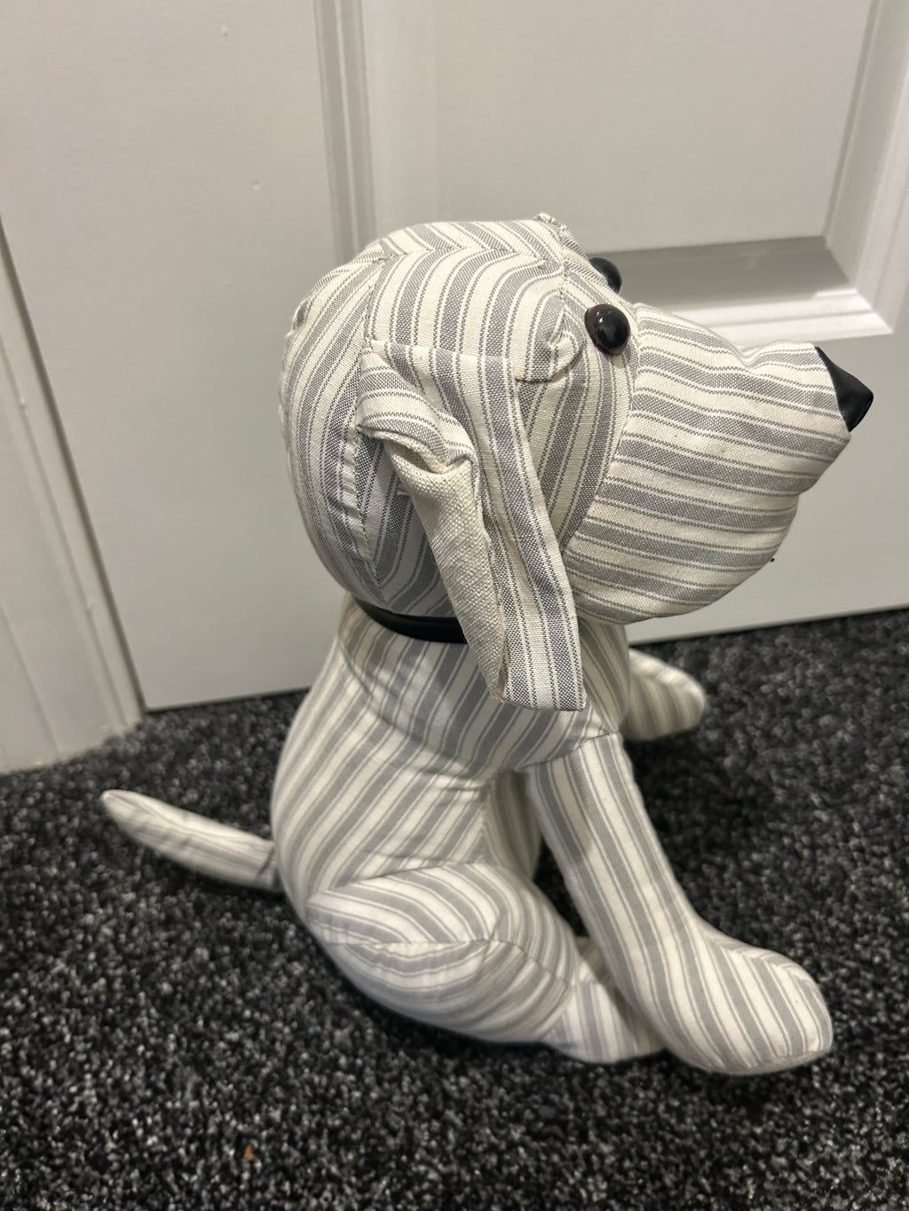 Grey striped Dog Door Stop 26cm
