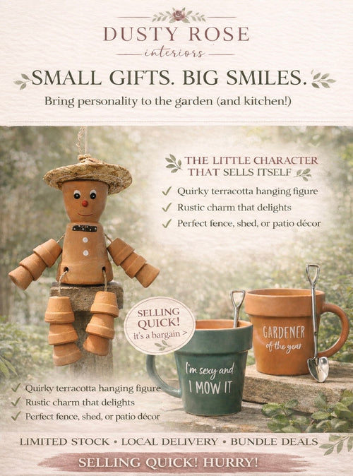 Cute Terracotta Flower Pot Man Planter Fun Garden Patio Decor Indoor/Outdoor