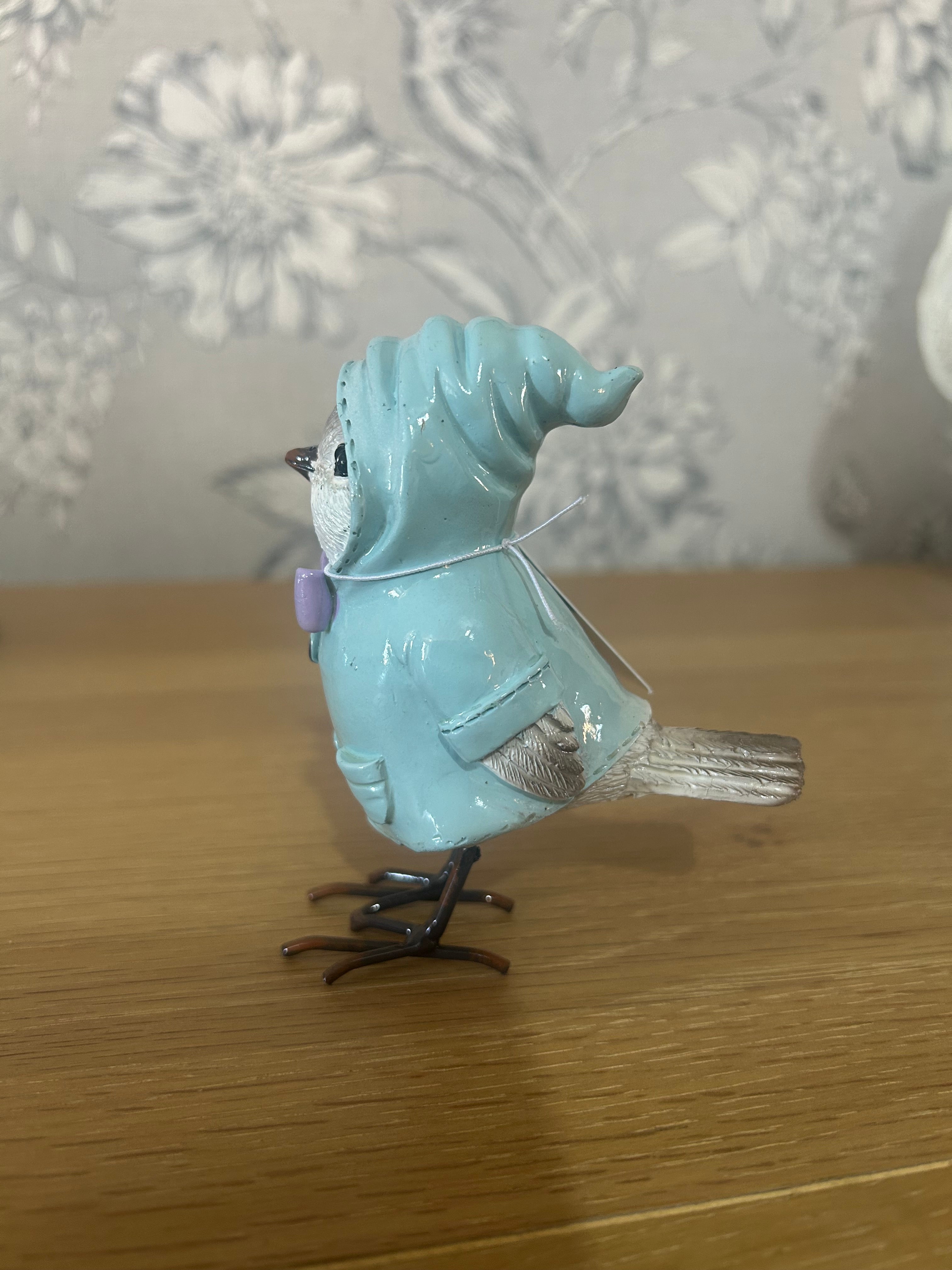 Resin Birds in Coats - Blue