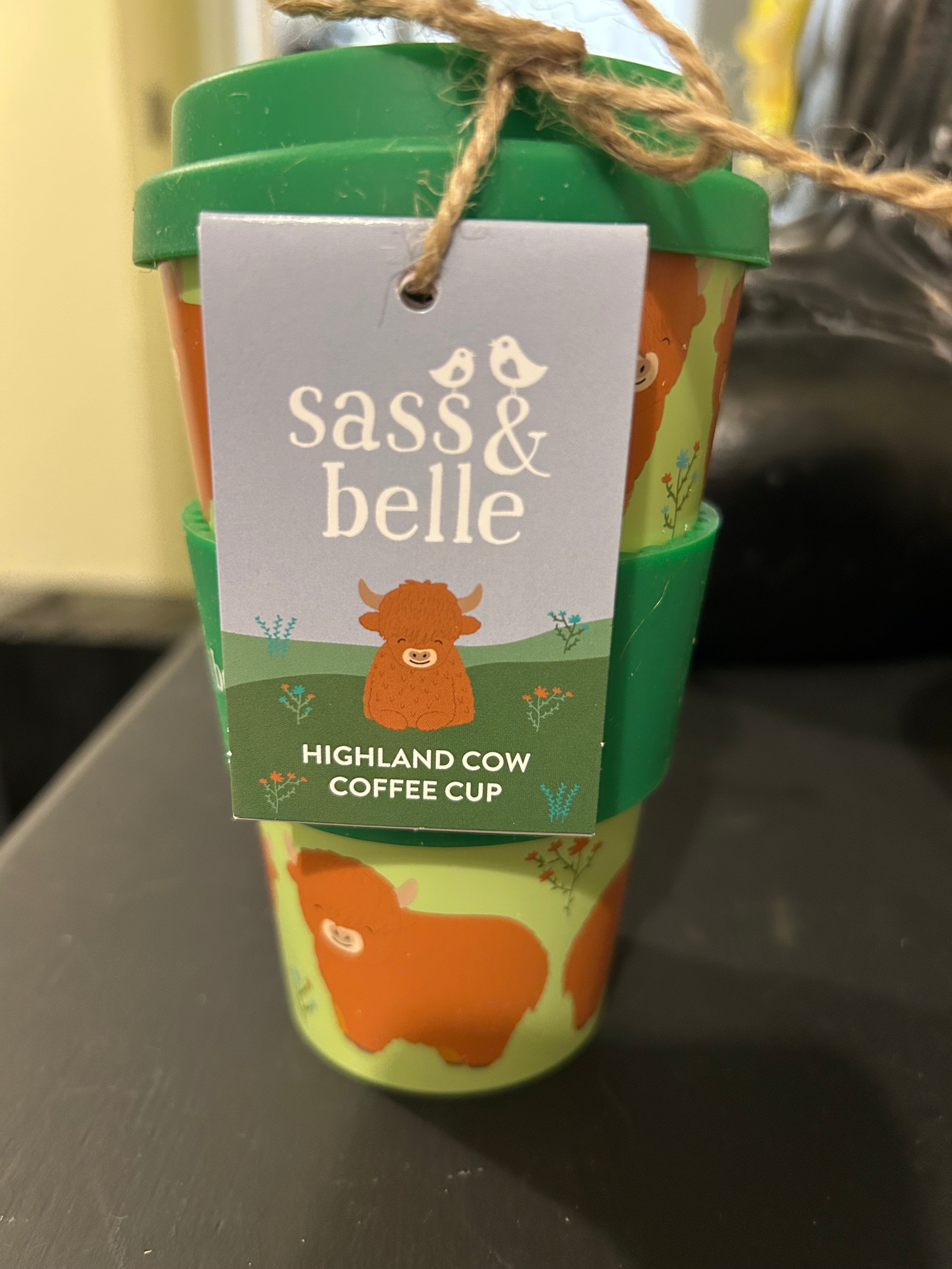 Sass & Belle Highland cow Travel Coffee   Cup