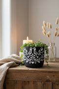 Folk Art Bird Design Pot Large
