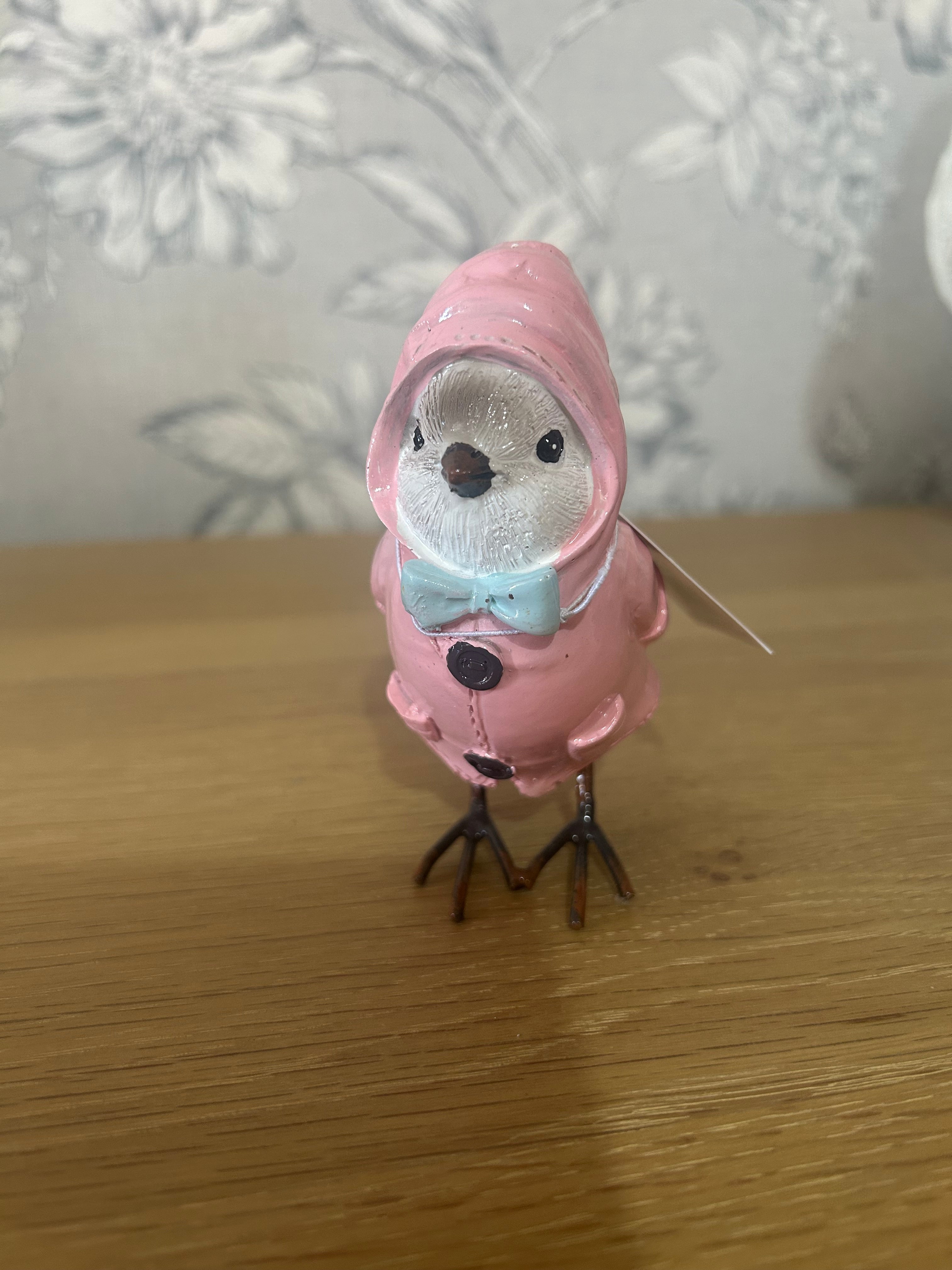Resin Birds in Coats - Pink