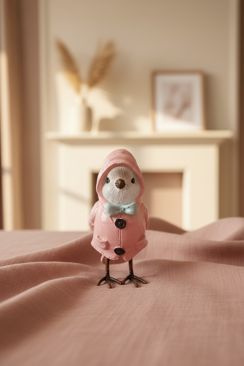 Resin Birds in Coats - Pink
