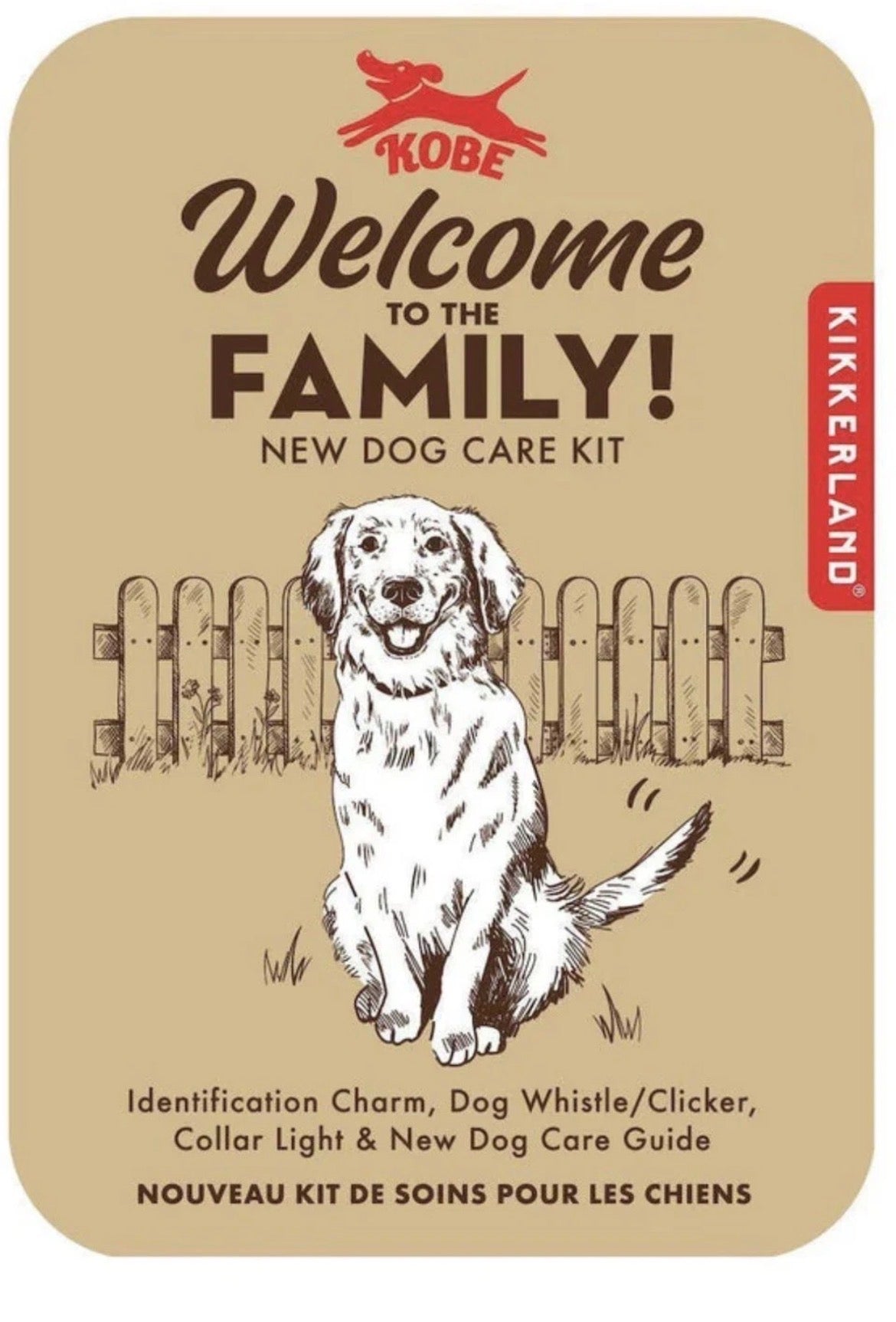 Welcome To The Family New Dog Care Kit ID Charm Whistle/Clicker Collar Light