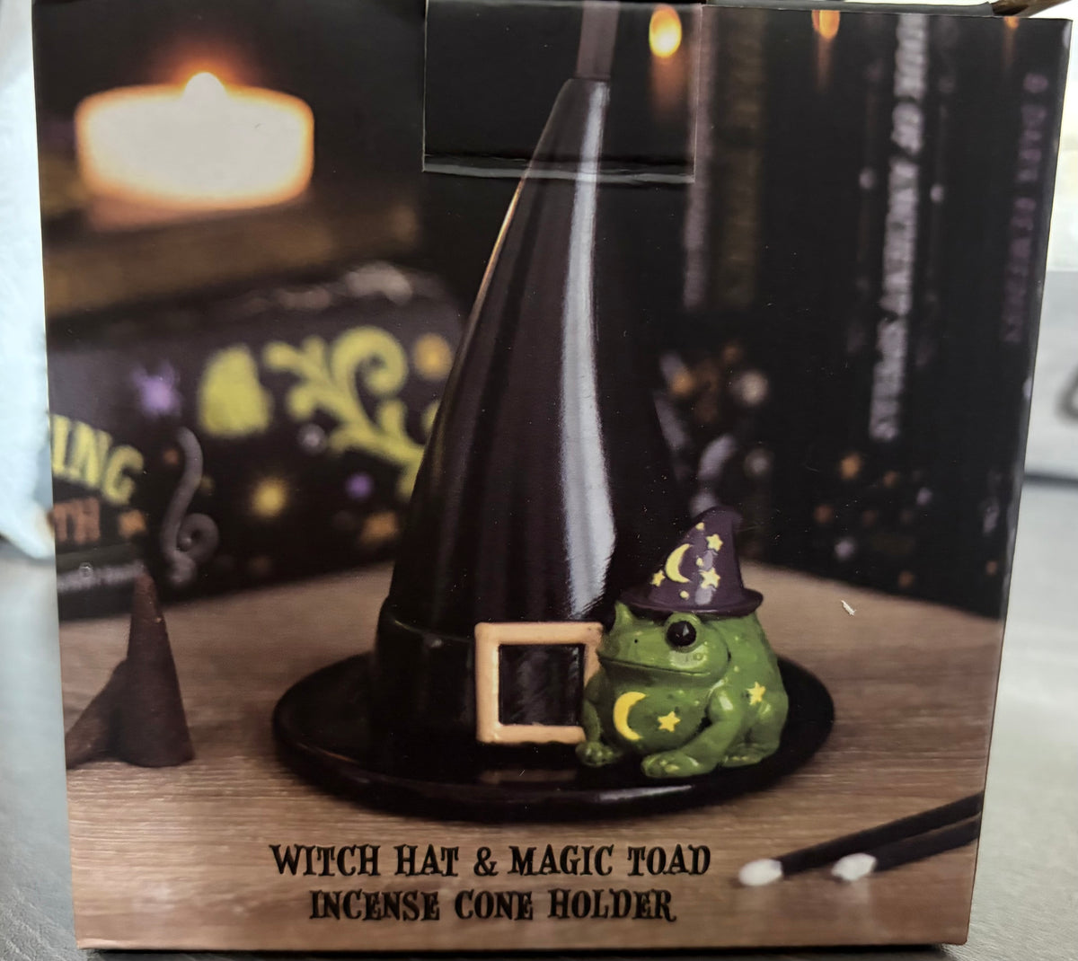 Magick Toad and Witch Hat incense cone holder