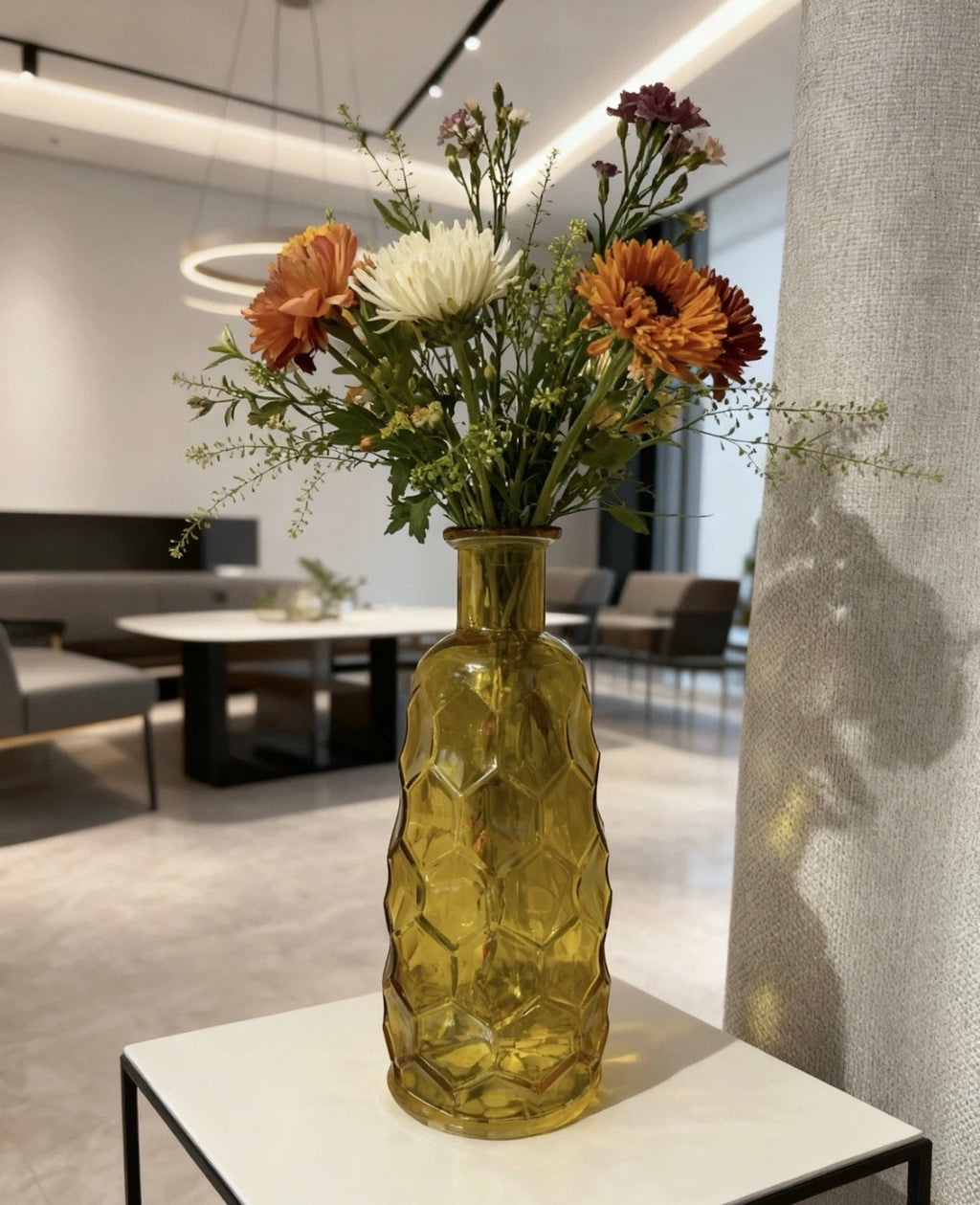 Bloomingville Yellow Pressed Glass Vase W12.5 X H30.5cm