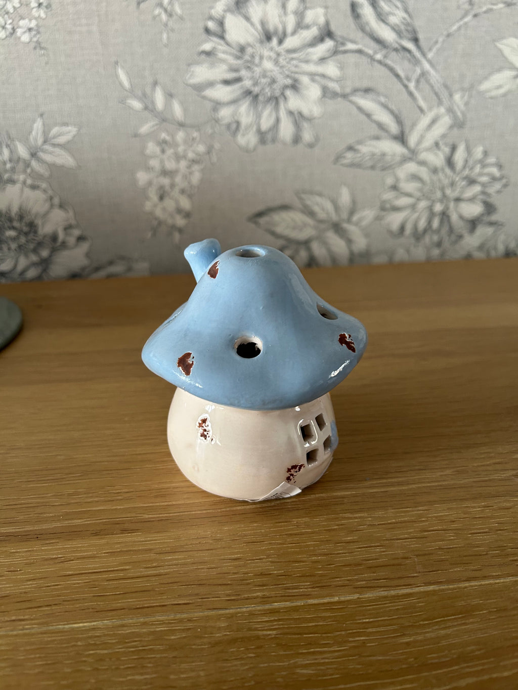 Blue Ceramic Mushroom House Large