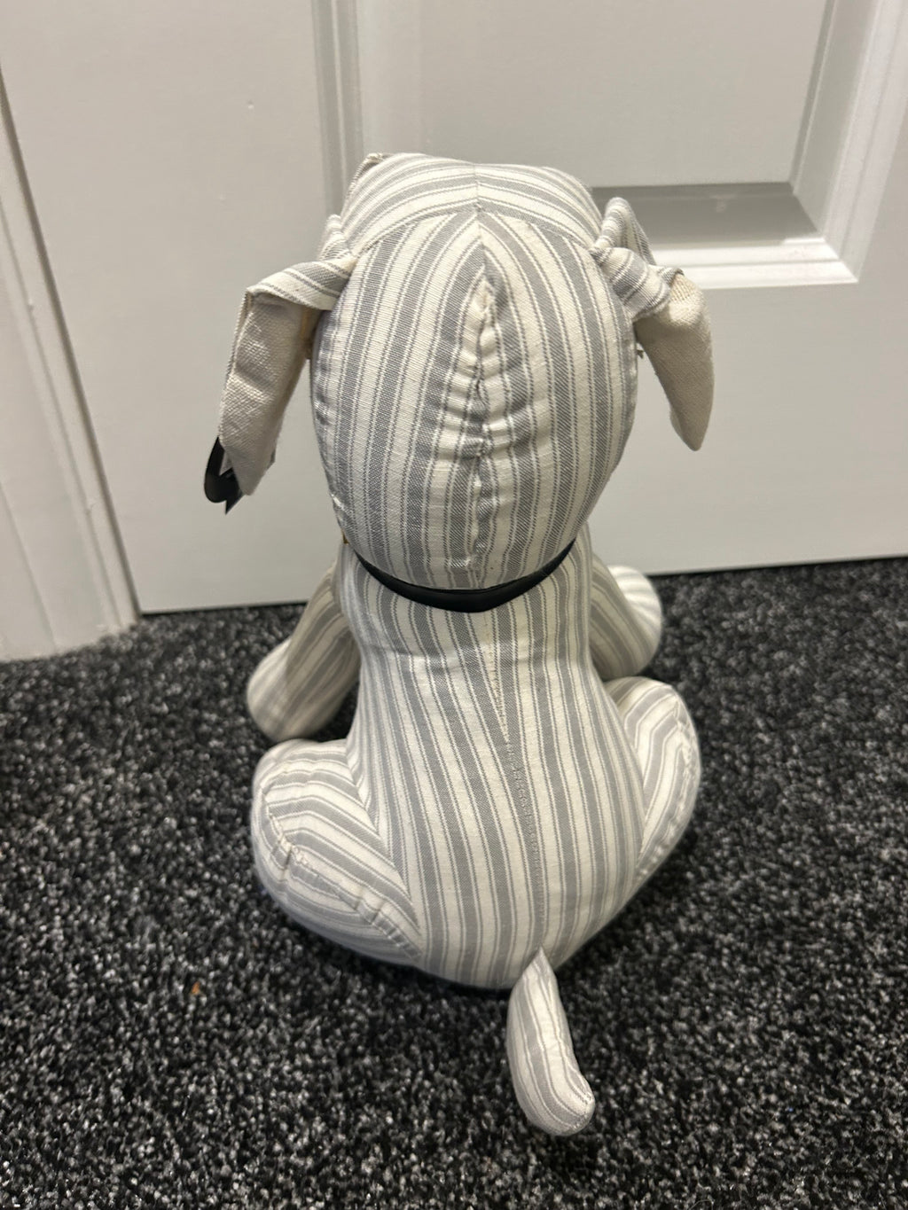 Grey striped Dog Door Stop 26cm