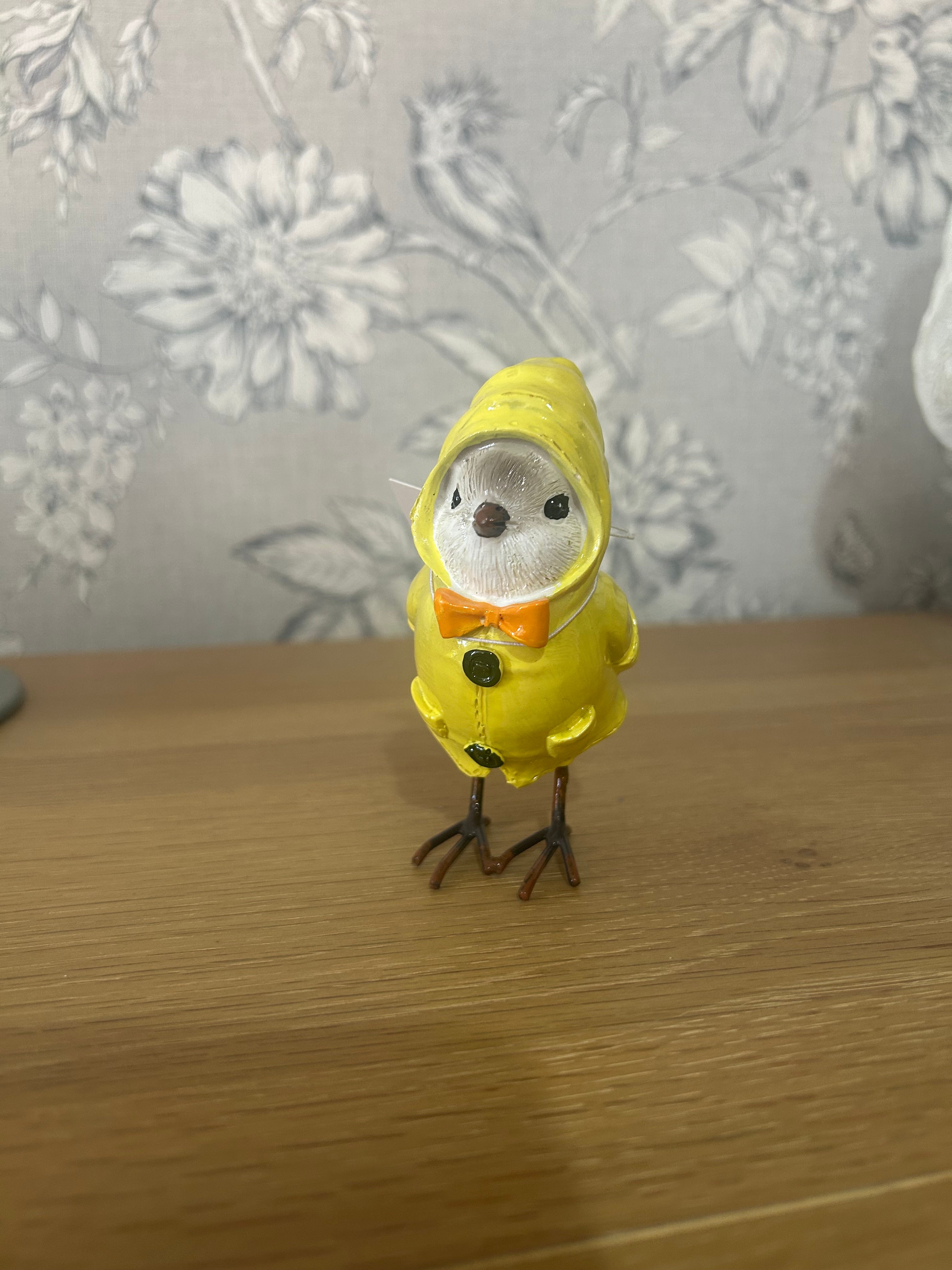 Resin Birds in Coats - yellow