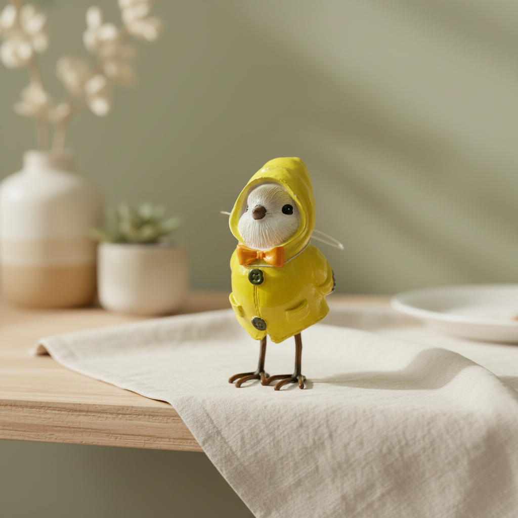 Resin Birds in Coats - yellow