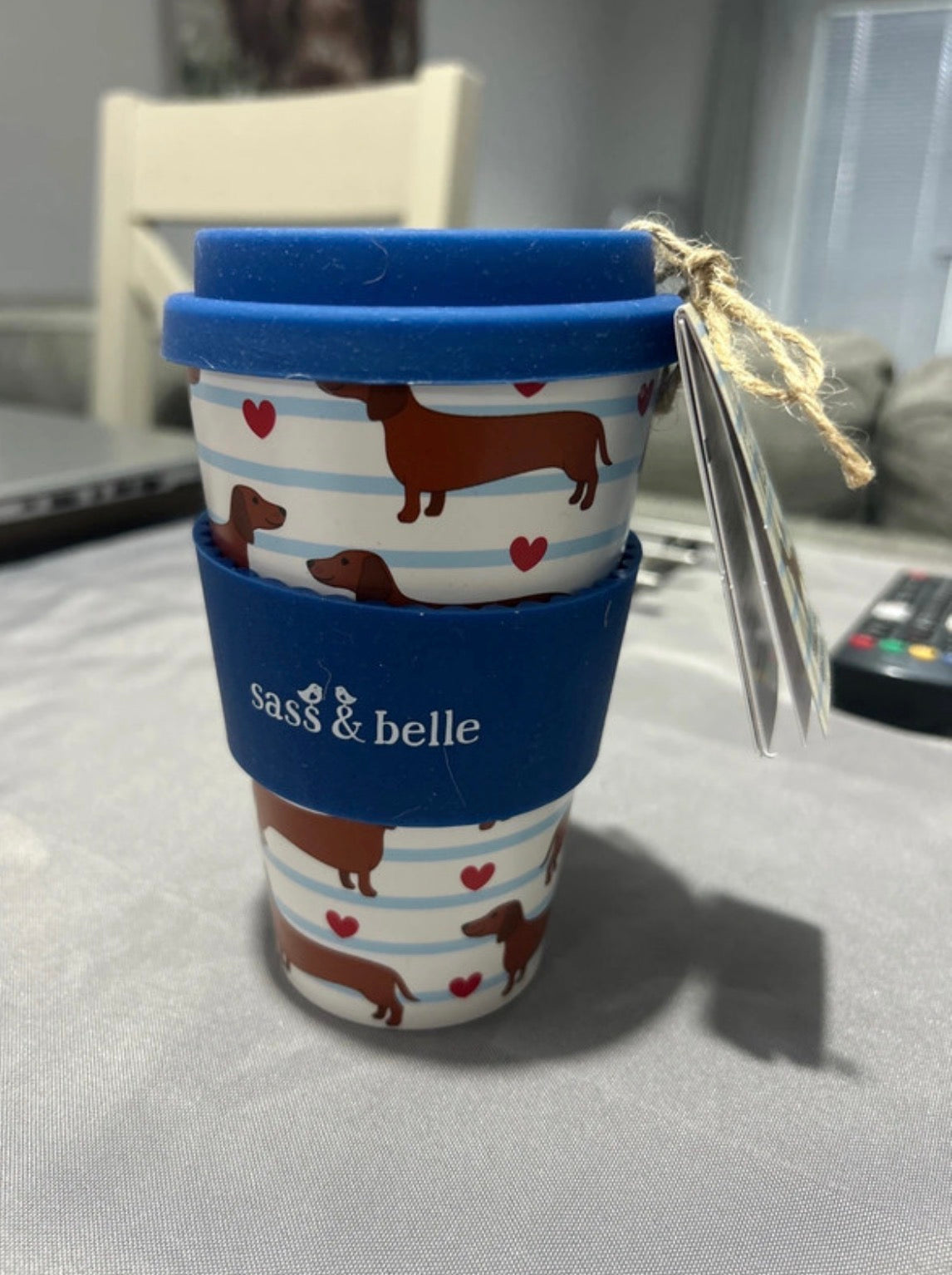 Sass & Belle Sausage Dog Travel RPET Coffee Cup