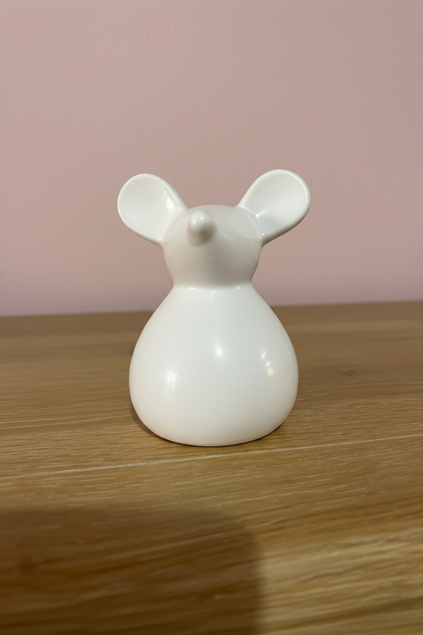 Medium Ceramic Standing Mouse Matt White