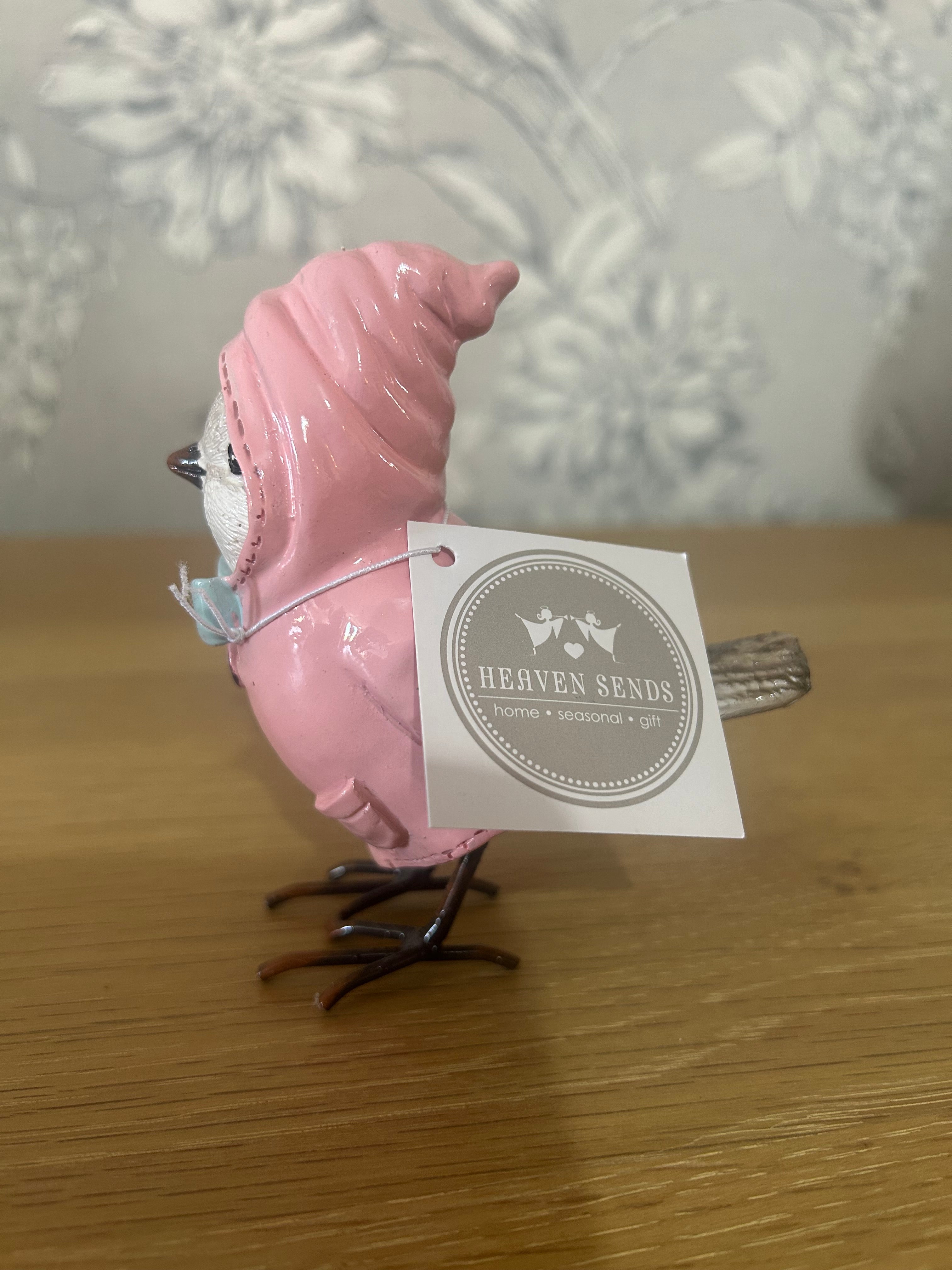 Resin Birds in Coats - Pink