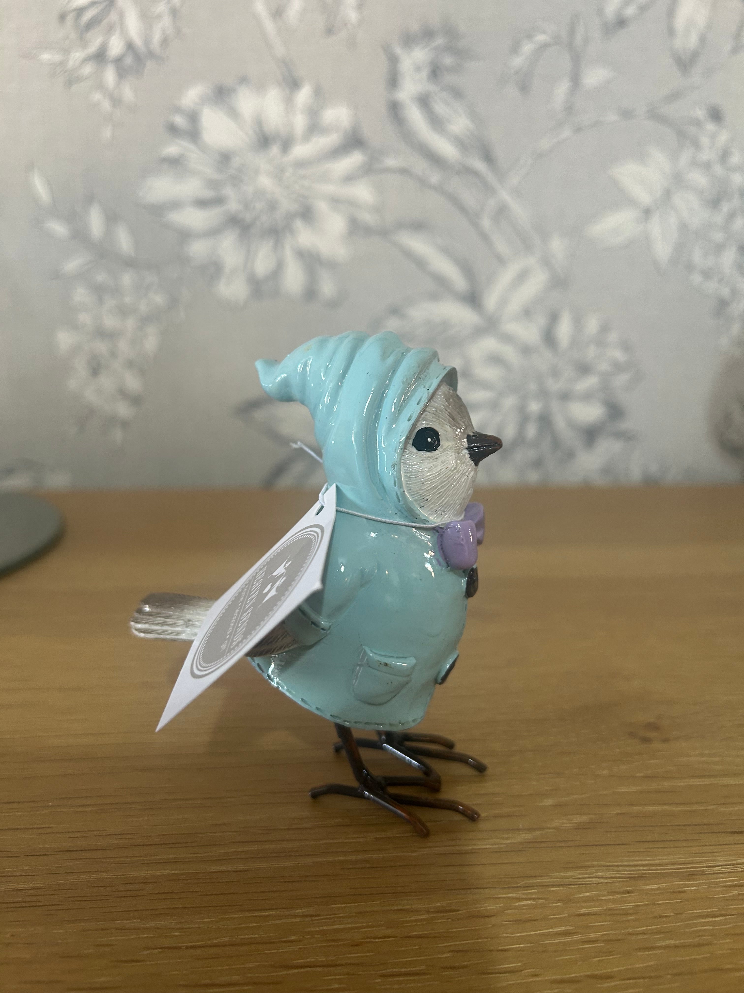 Resin Birds in Coats - Blue