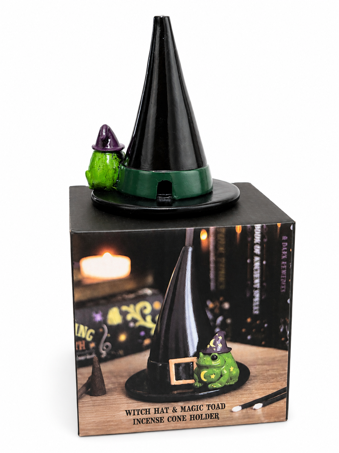 Magick Toad and Witch Hat incense cone holder