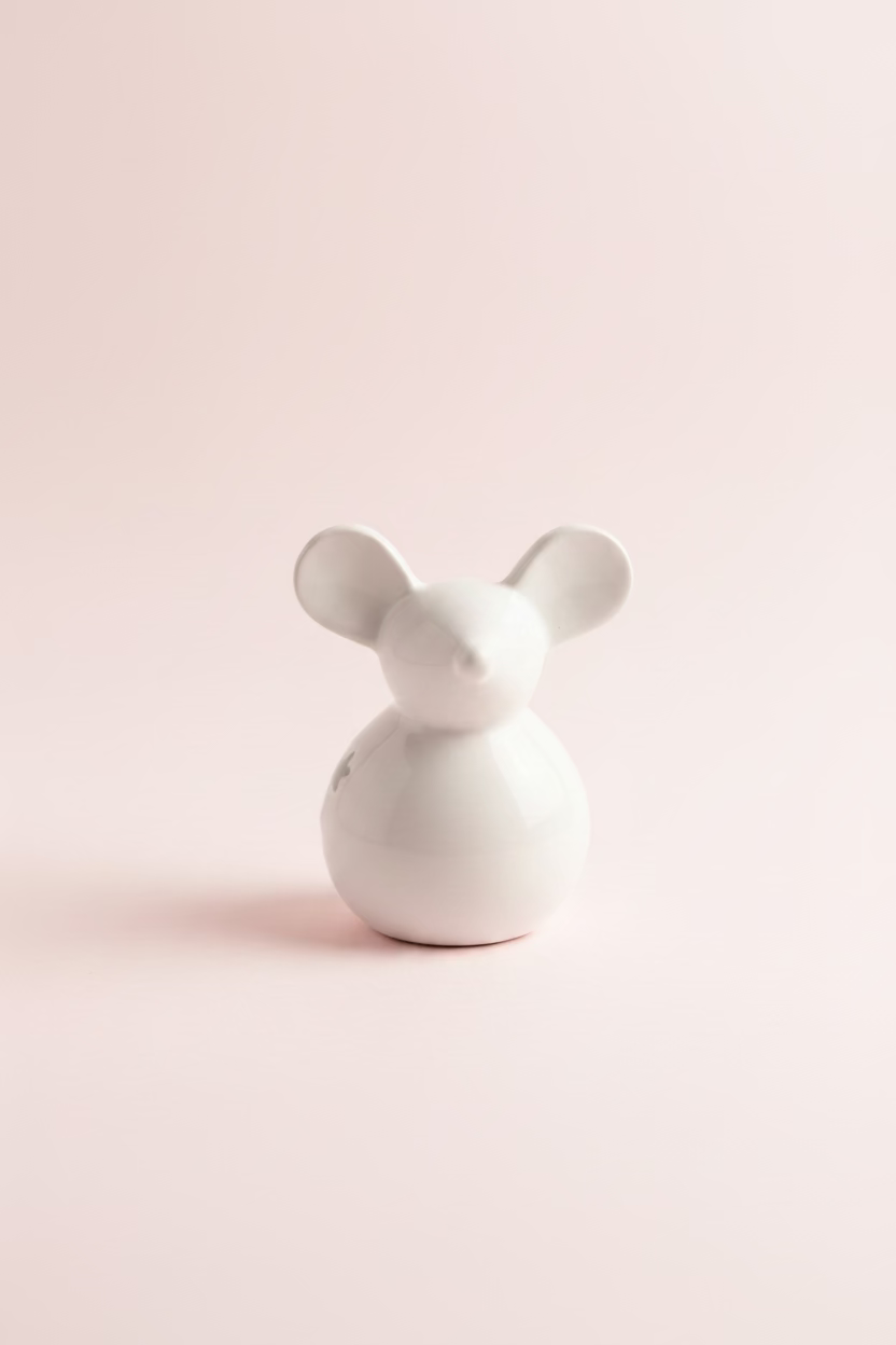 Medium Ceramic Standing Mouse Matt White