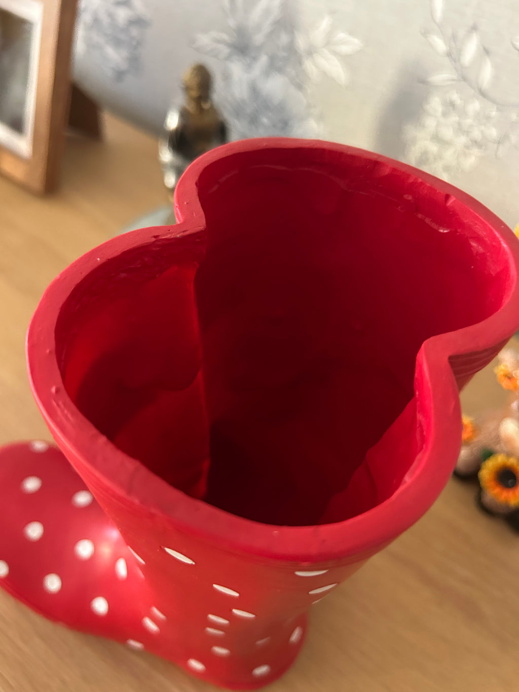 Red Welly Boot Shaped Garden Planter. Wellington Boot Plant Pot