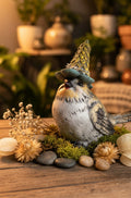 Resin Birds in a Blue and Yellow floral Hat