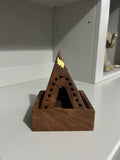 Sheesham Wood Pyramid Incense Cone Burner Box — Buddha Design