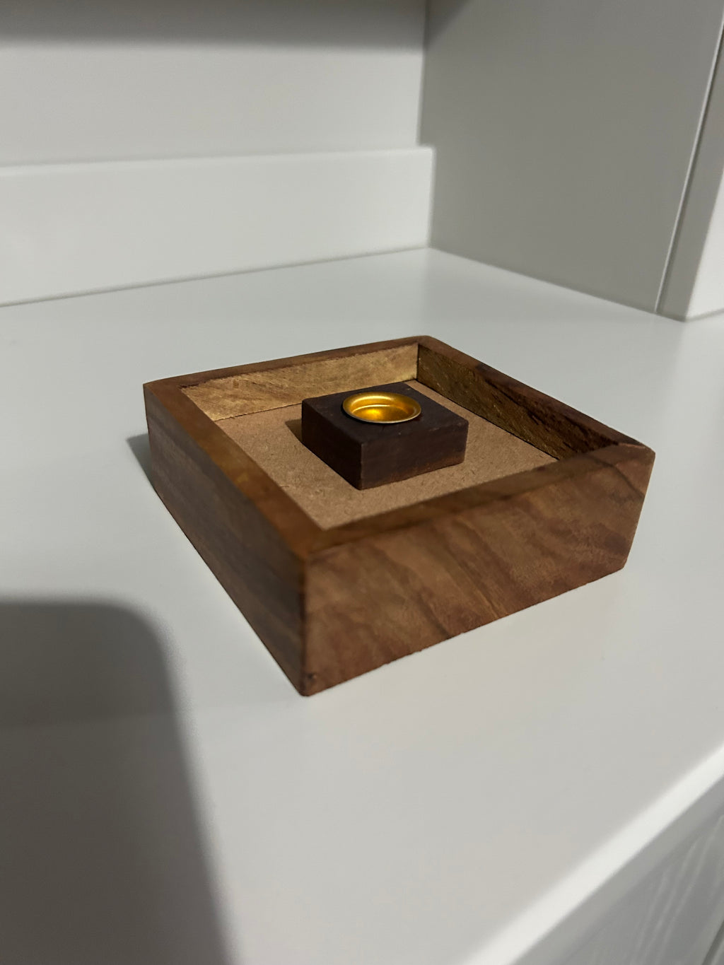 Sheesham Wood Pyramid Incense Cone Burner Box — Buddha Design