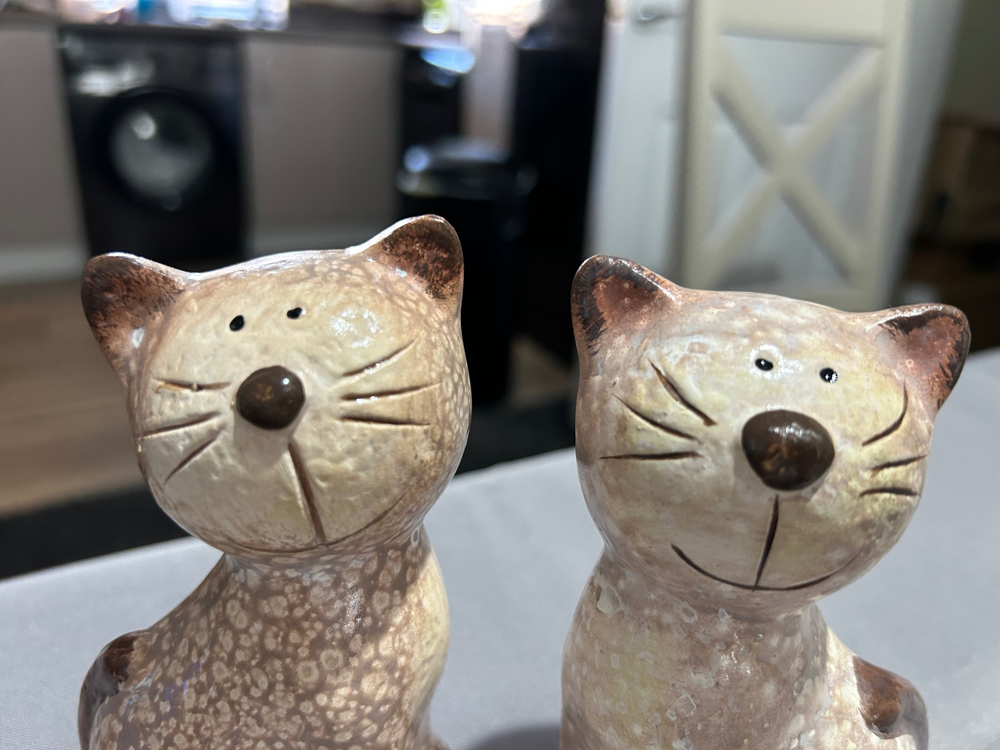Portland Sitting Cats Ceramic Figurines — Pair