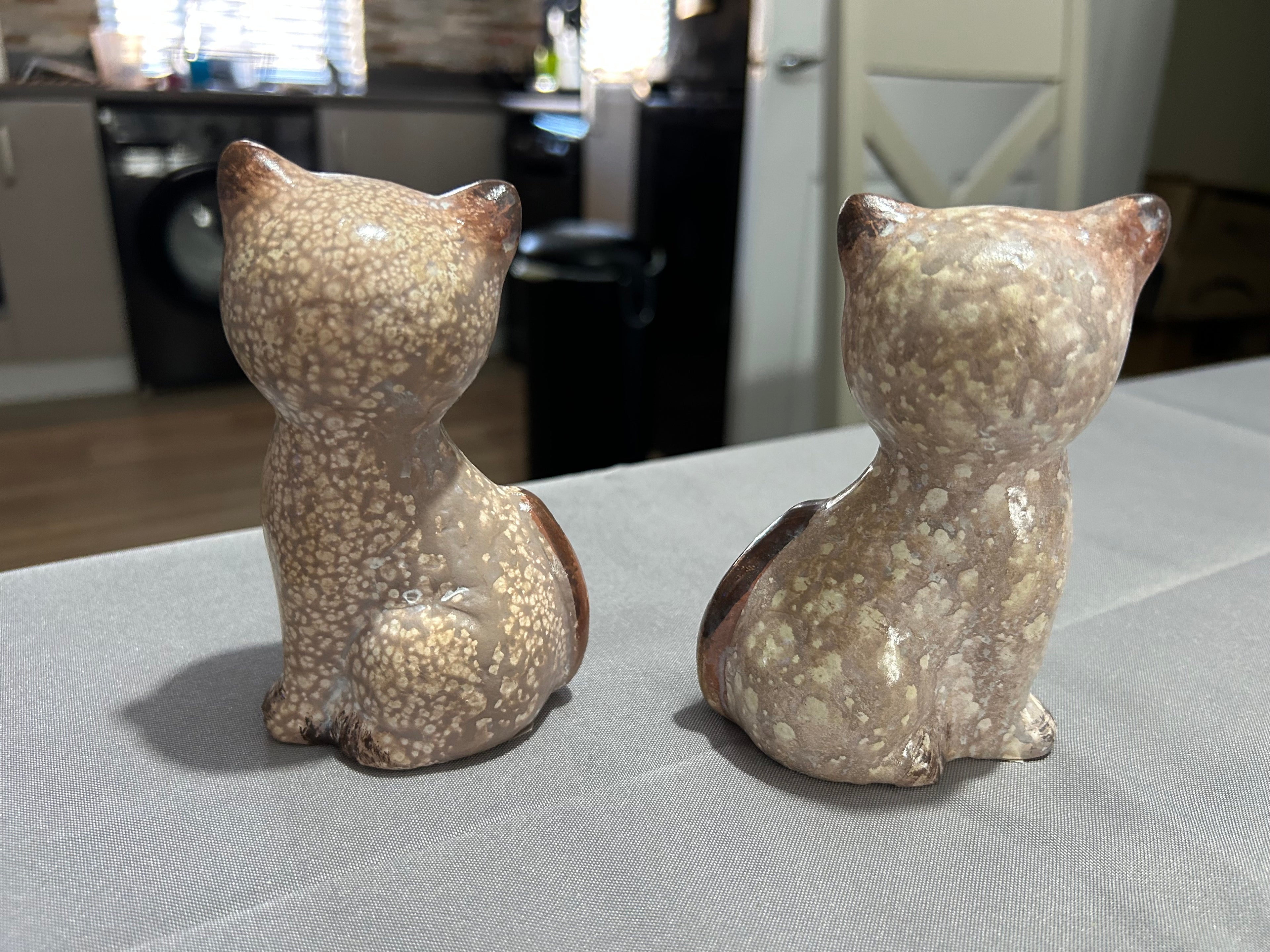 Portland Sitting Cats Ceramic Figurines — Pair