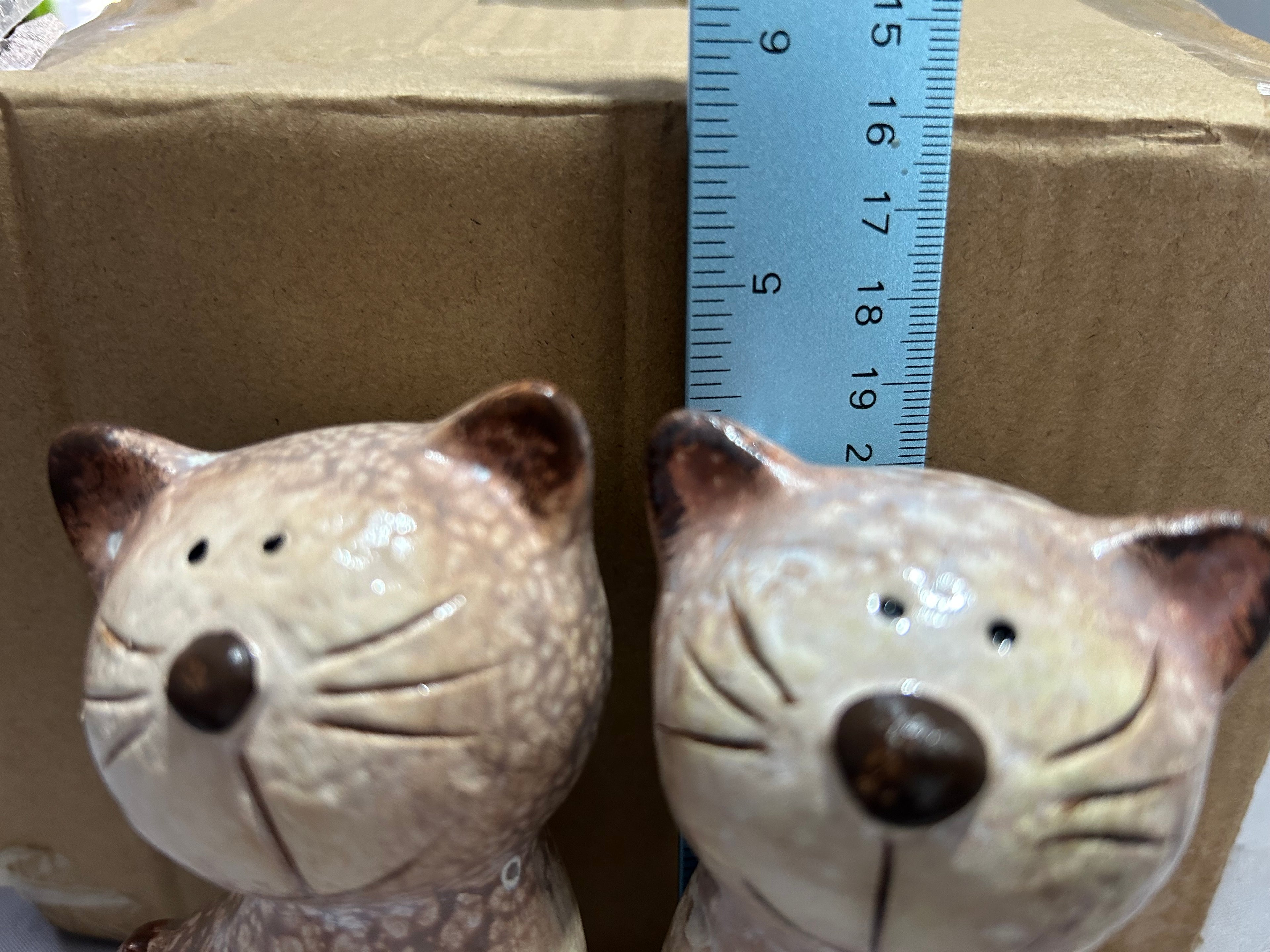 Portland Sitting Cats Ceramic Figurines — Pair