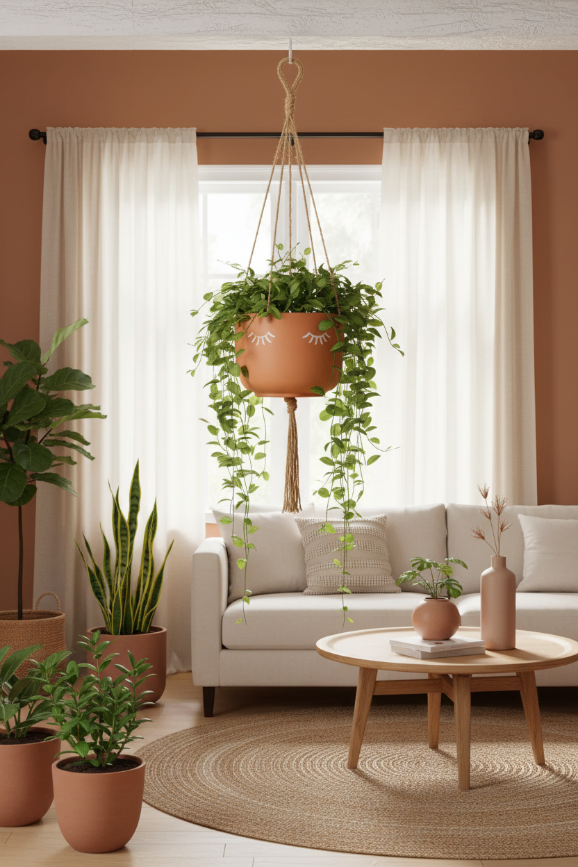 Sass & Belle Shut Eyes Hanging Terracotta Planter