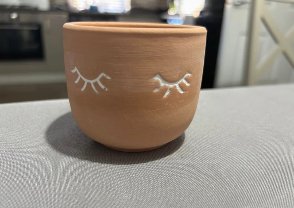 Sass & Belle Mini Eyes Shut Terracotta Planter