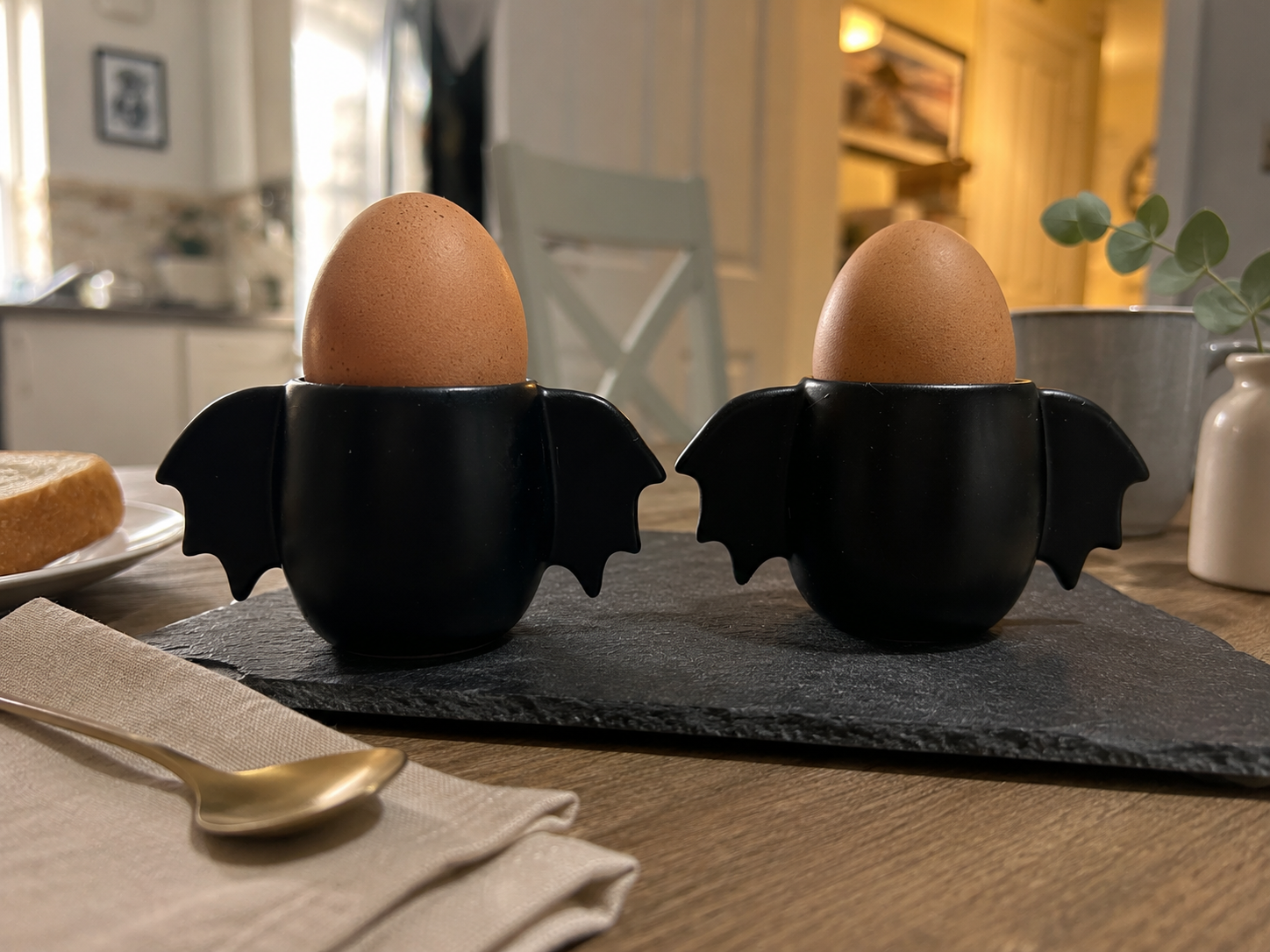 Set of 2 Bat Wing Ceramic egg cups
