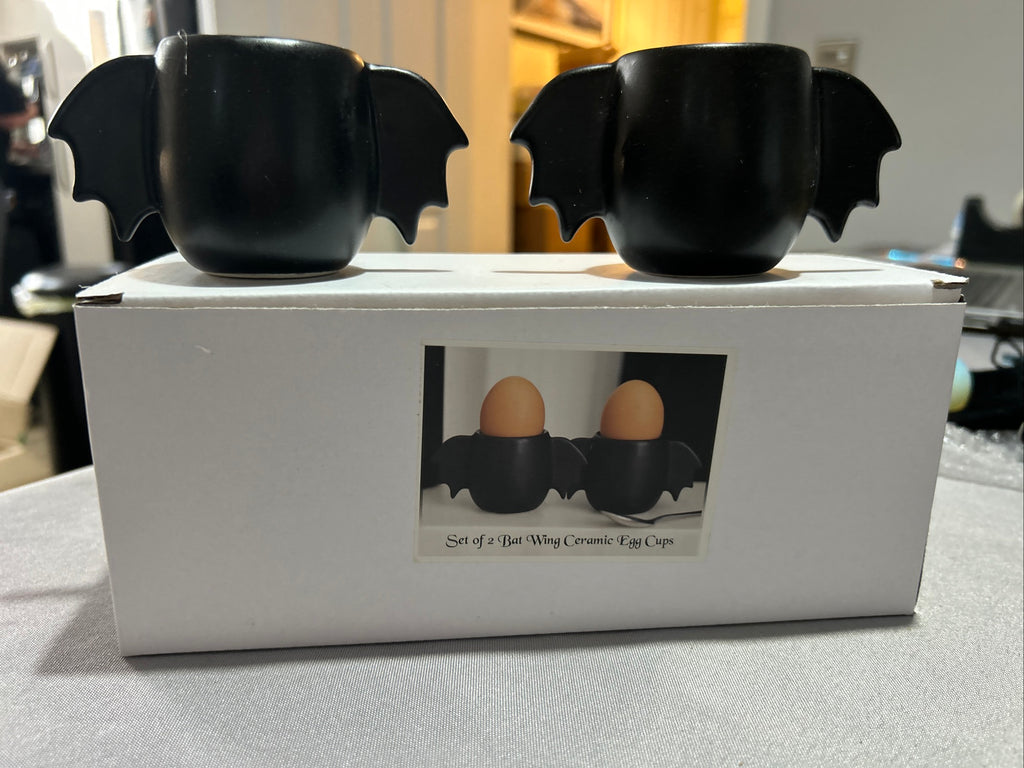 Set of 2 Bat Wing Ceramic egg cups