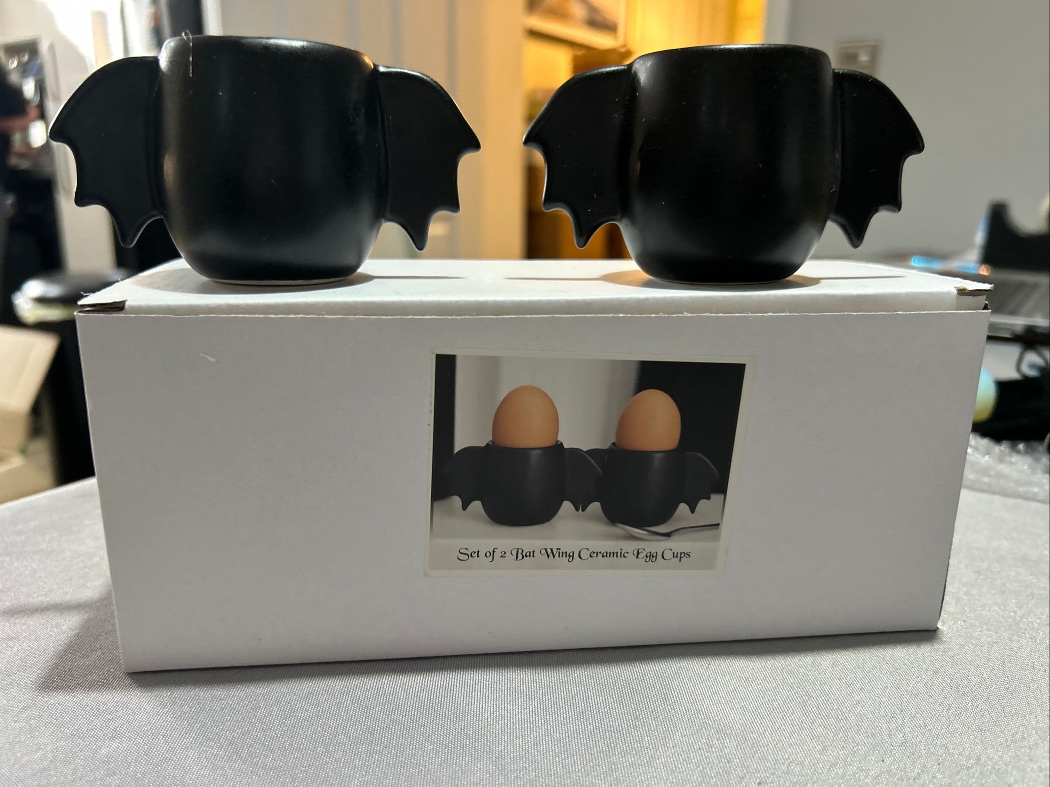 Set of 2 Bat Wing Ceramic egg cups