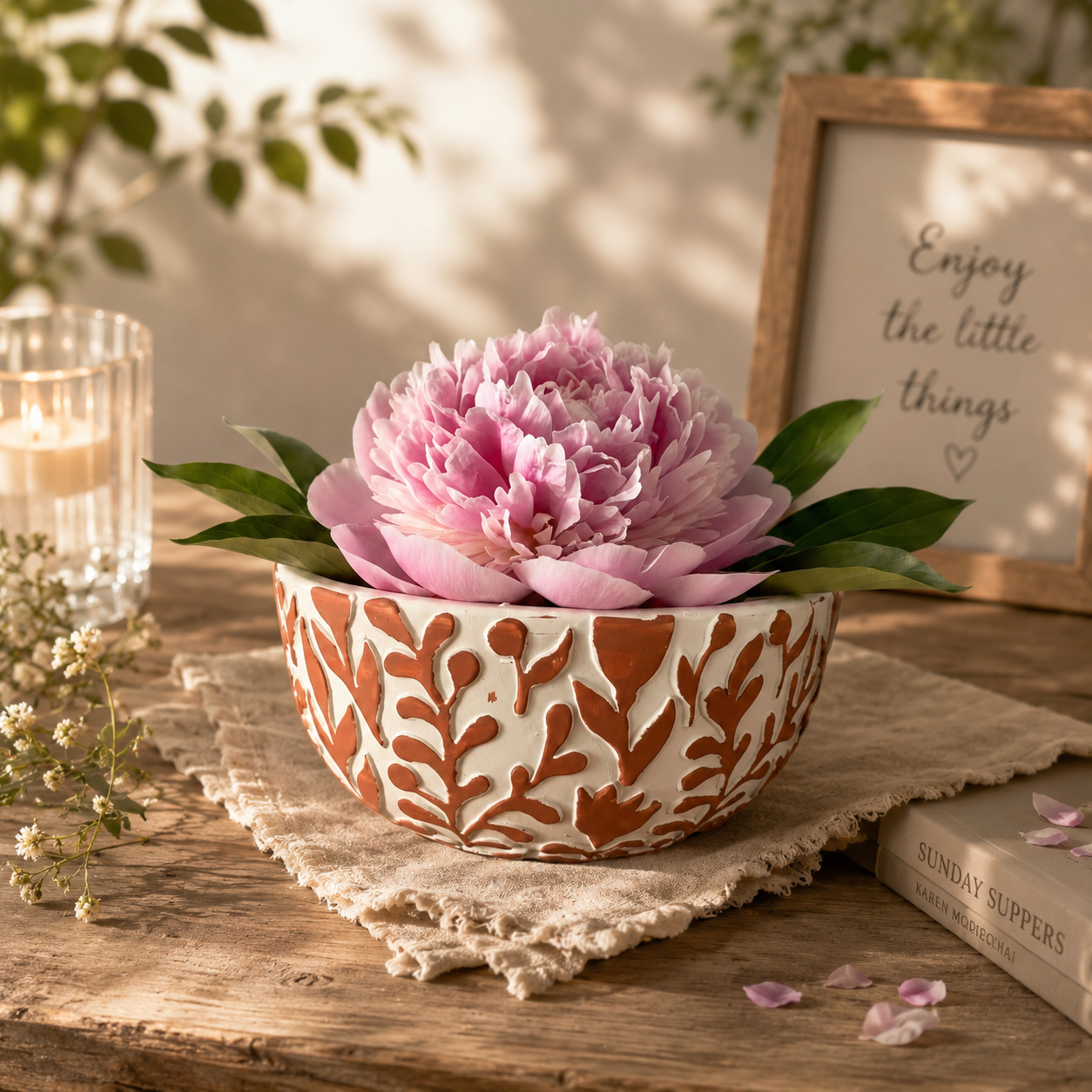 Floral Cement Plant Pot