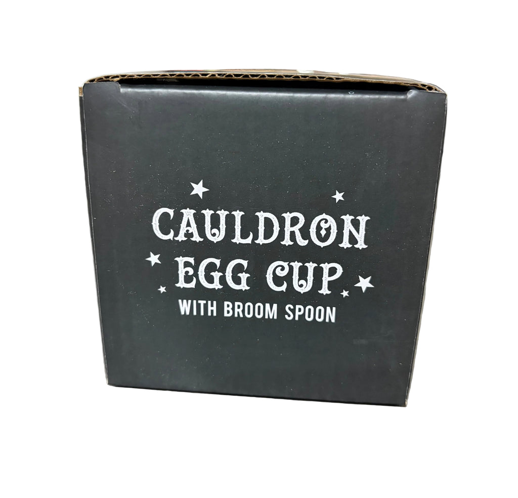 Cauldron Egg Cup complete  with ceramic broom spoon