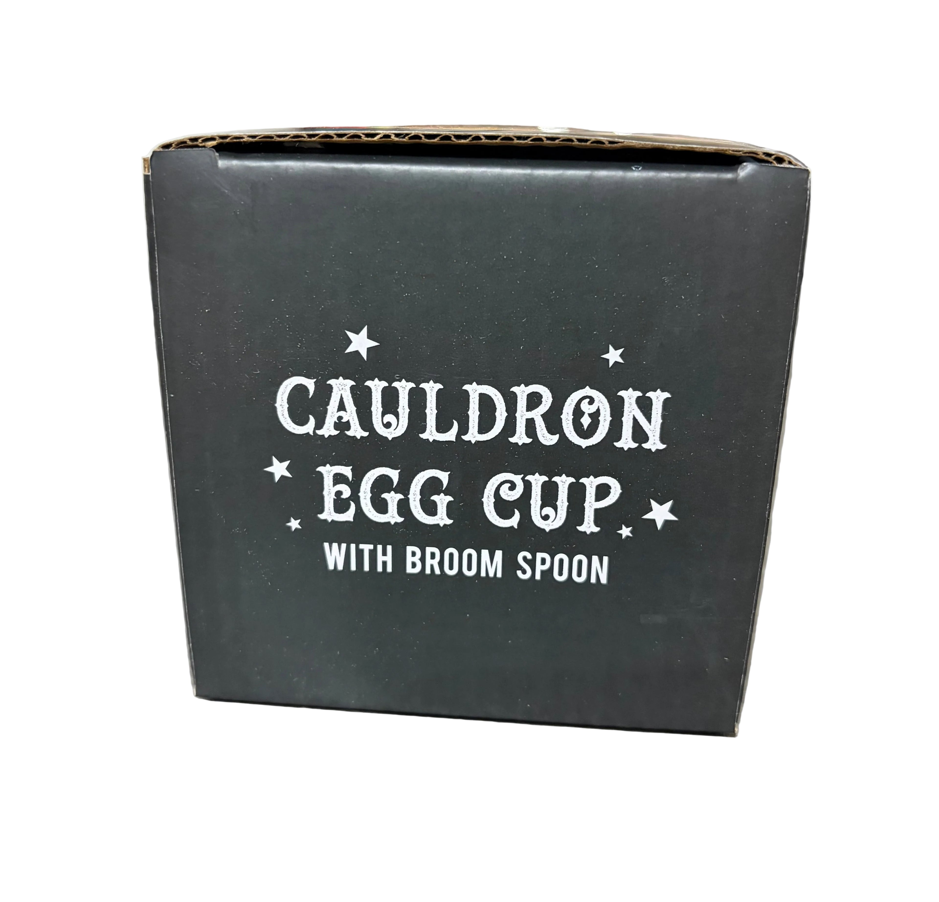 Cauldron Egg Cup complete  with ceramic broom spoon