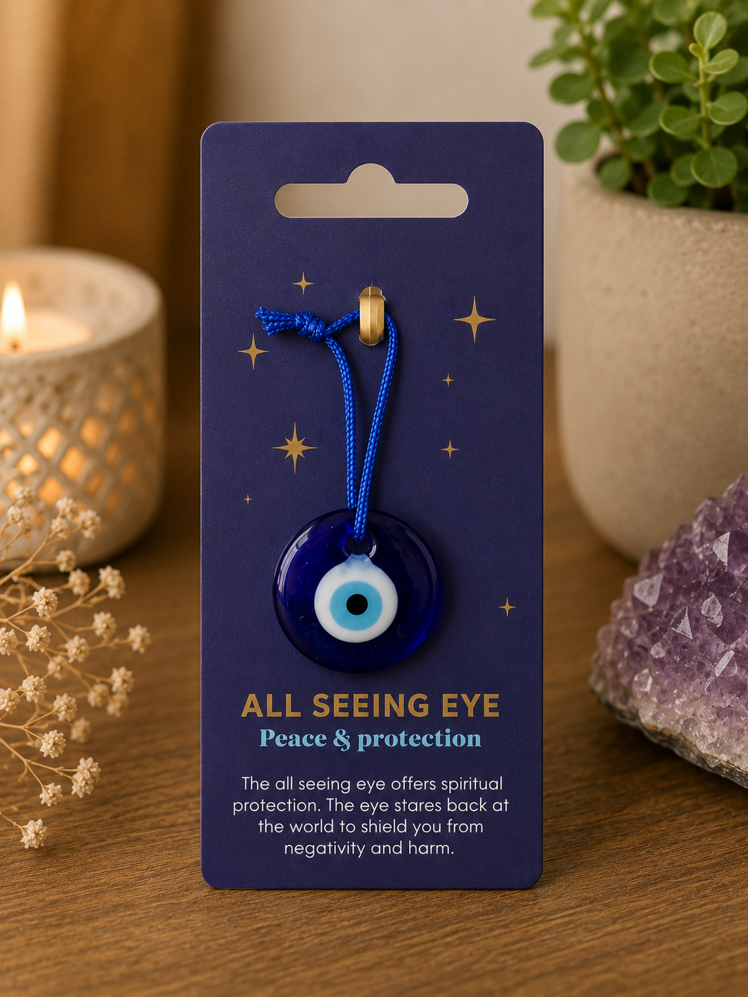 Glass all seeing eye protection charm