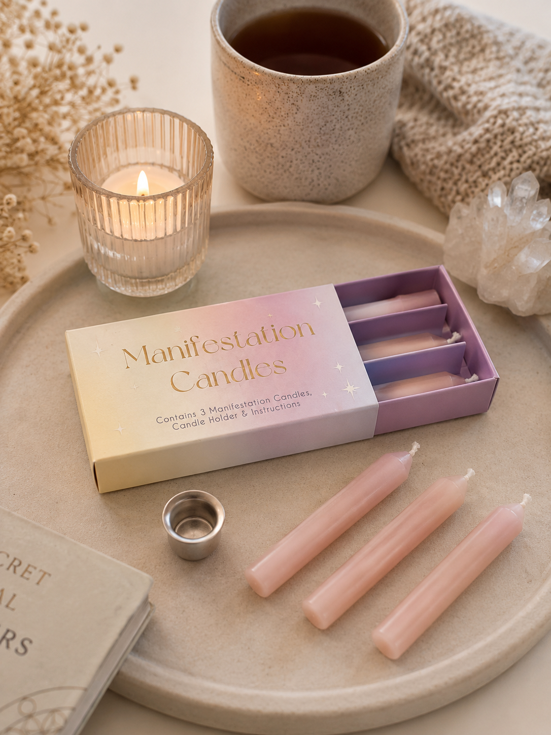 3 Manifestation candles in a box