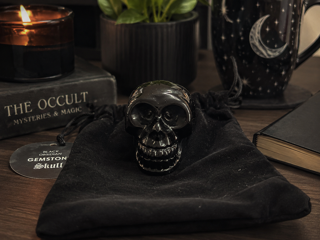 Black Obsidian Gemstone Skull – Purification, Protection & Healing Crystal