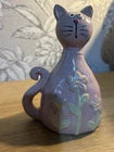 Portland Glazed Daisy Cat Ceramic Figurine 13cm